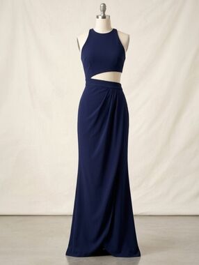 Betsy & Adam Navy Blue Waist-Cutout Pleated-Hip Maxi Dress Gown Womens Size 6